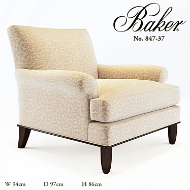 Vintage-inspired Baker Lounge Chair 3D model image 1 