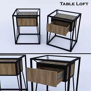 Industrial Loft Bedside Table 3D model image 1 