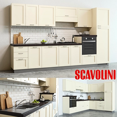 Modern Scavolini Colony Kitchen: L & I Types 3D model image 1 