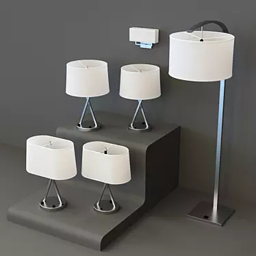 Plaza Lightning Set: Low-Poly Lamps 3D model image 1 