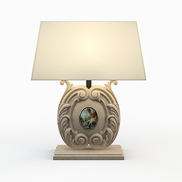 Elegant Carved Table Lamp 3D model image 1 