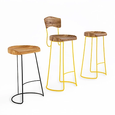 Maxi Barstool - Yellow Wood 3D model image 1 