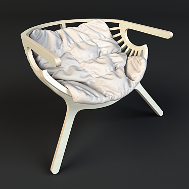 Modern Wood-Frame Armchair 3D model image 1 