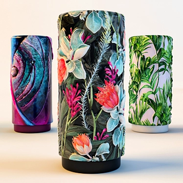 Elegant Handcrafted Floral Vase Collection 3D model image 1 