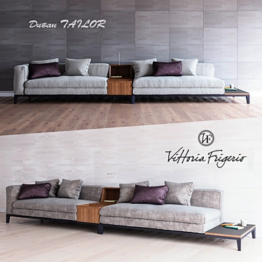 Tailor Modular Sofa: Two Stylish Fabric Variants 3D model image 1 