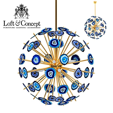 Agate Burst Chandelier: Blue Elegance 3D model image 1 