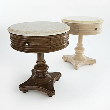 Sonoma Marble-Top Round Side Table | Wood Material 3D model image 1 