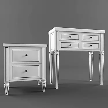Classic Console and Bedside Table Set 3D model image 1 