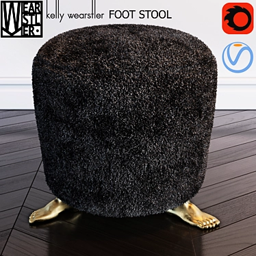 Luxury Shearling Foot Stool 3D model image 1 