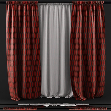 Elegant Window Drapes 3D model image 1 