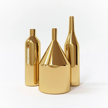 Title: Reflective Brass Vases: Via Fondazza 3D model image 1 