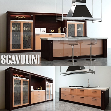 Modern Brown Baccarat Kitchen 3D model image 1 