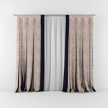 Contrast Insert Buttoned Curtain 3D model image 1 