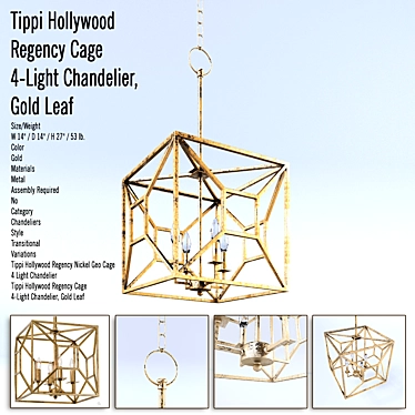 Antique Gold Tippi Cage Chandelier 3D model image 1 