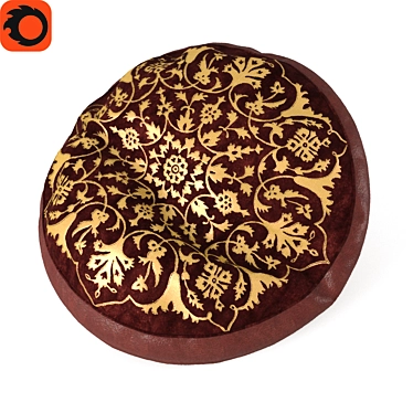 Gold Pattern Round Pillow 3D model image 1 