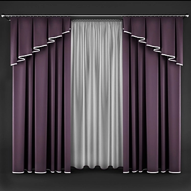 Modern Chic Curtain: Elegant Lines 3D model image 1 