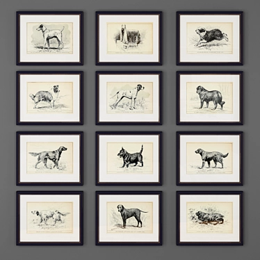 Title: Timeless Dog Breed Engravings 3D model image 1 