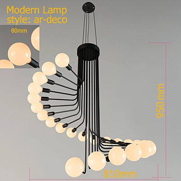 Modern Art Deco Chandelier Lamp 3D model image 1 