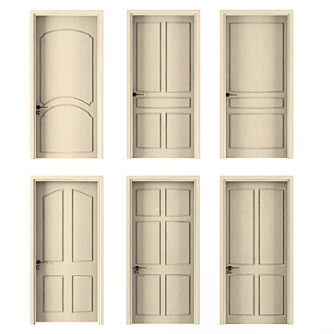 6 Beige Wood Interior Doors 3D model image 1 