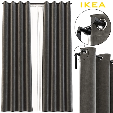 IKEA Sanela and Lill Curtains with Cornise 3D model image 1 