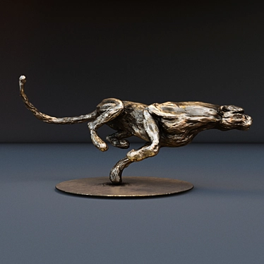 Sleek Bronze Cheetah Sculpture 3D model image 1 