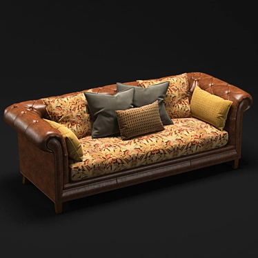 Moreno Leather Sofa - Luxury and Comfort Combined 3D model image 1 