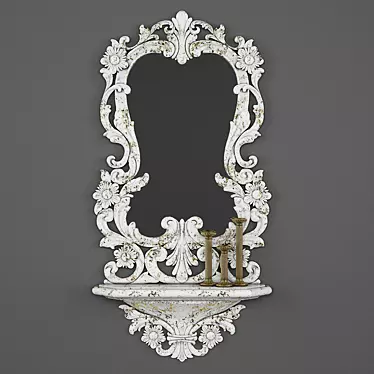 Vintage White Mirror: Classic Charm for Your Space 3D model image 1 