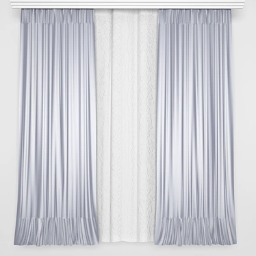 Silk Drapes with Dense Tulle 3D model image 1 