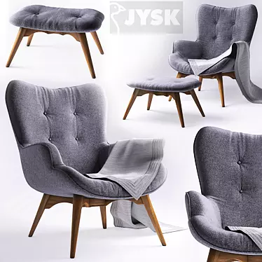 EJERSLEV Armchair with Pouf - Stylish and Comfortable 3D model image 1 