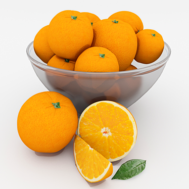 Citrus Delight: Bowl of Oranges 3D model image 1 