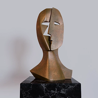 Picasso Bronze Sculpture Mask 3D model image 1 