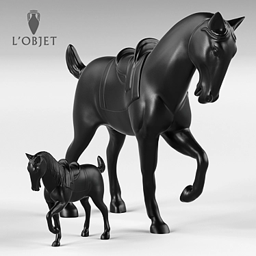 Elegant Handcrafted Horse Sculptures 3D model image 1 