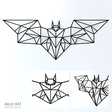 Elegant Bat Wall Decor 3D model image 1 