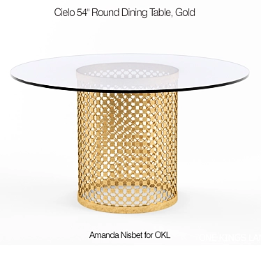 Elegant Gold Dining Table 3D model image 1 