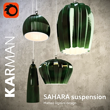 Sahara Green Ceramic Suspension Lamps 3D model image 1 