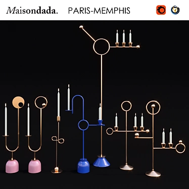 Iconic Paris-Memphis Candlesticks 3D model image 1 