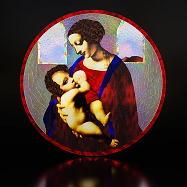 Renaissance Masterpiece: Madonna and Child Stained Glass 3D model image 1 