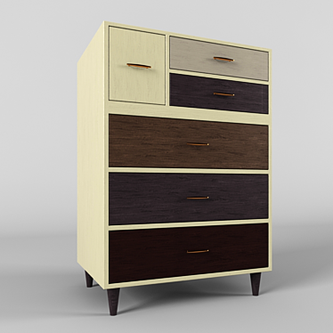 Versatile 6-Drawer Wardrobe in Multiple Colors 3D model image 1 