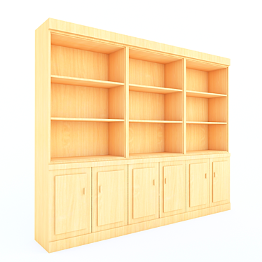 Minimalist Wooden Bookcase - 400x2200x2700mm 3D model image 1 