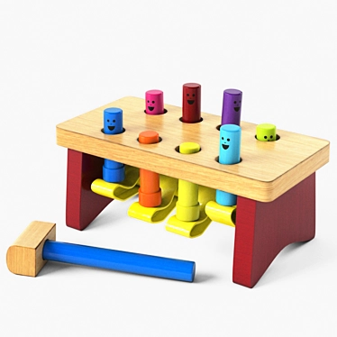 Sturdy Wooden Pounding Bench: Hours of Hammering Fun 3D model image 1 