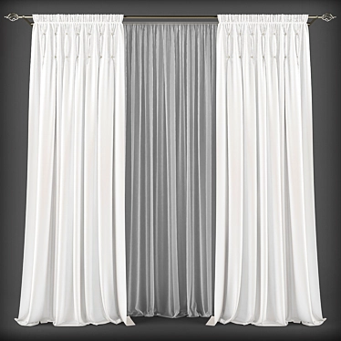 Elegant Curtains with Sheer 3D model image 1 