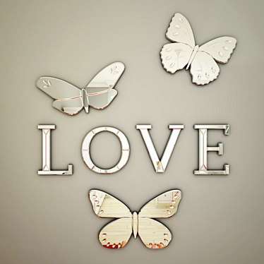 Mirrored Butterfly Wall Letters & Butterfly Mirrors 3D model image 1 