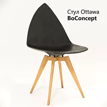 CHER Ottawa BoConcept - Modern Black Chair in Bahia 0930 Oak Finish (90/47x50x54cm) 3D model image 1 