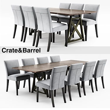 Metra Extension Dining Table & Lowe Pewter Leather Dining Chair 3D model image 1 