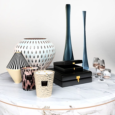 Elegant Decor Set: Boabab Candles, Harrods Glasses, Glass Vases, Jewelry Box 3D model image 1 