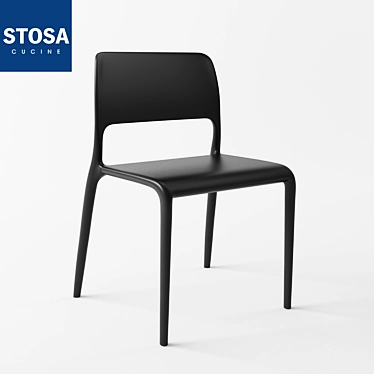Sleek Resin Kitchen Chair 3D model image 1 