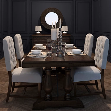 Elegant Dining Set & Stunning Table Lamp 3D model image 1 