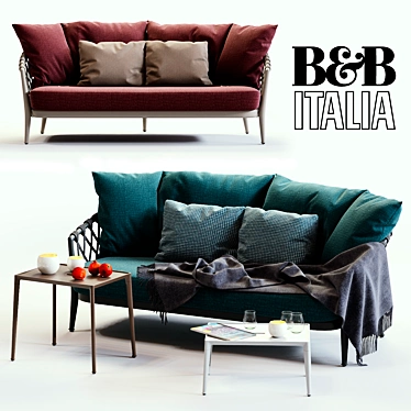 Title: B&B Italia ERICA Blue & Red Sofa 3D model image 1 