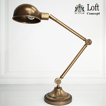 Vintage Brass Loft Table Lamp 3D model image 1 