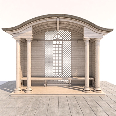 White and Dark Wood Arbour 3D model image 1 